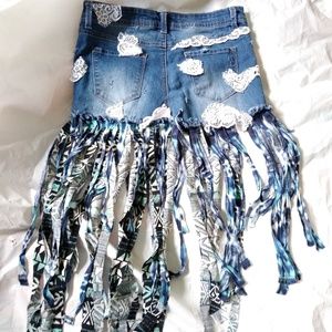 Custom Denim Fringe Concert Skirt